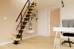 Alumin'home Escalier droit Dona rampe aluminium marche en bois l. 2.83 m