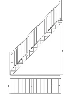 Woodup Escalier Droit Hêtre LC Ou Sapin Chevalard 280 Cm Sans Contremarche Hêtre LC H Sol Sol 280 Cm