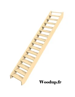 Escalier Droit Hêtre LC Ou Sapin Chevalard 280 Cm Sans Contremarche Sapin H Sol Sol 280 Cm-Woodup Discount