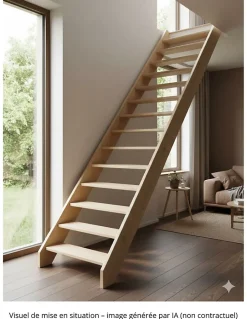 Escalier Droit Sapin (195 X 34 Mm) Fageole 220 Cm70 Sapin H Sol Sol 300 Cm-Woodup Best
