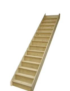 Woodup Escalier Droit Sapin Moreno 285 Cm Kit Recoupable Sans Rampe Avec Contremarches H Sol Sol 285 Cm