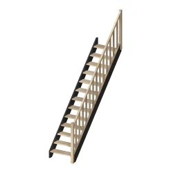 Sogem Escalier droit chêne coloris naturel 13 marches sans contremarches Liverpool avec rampe