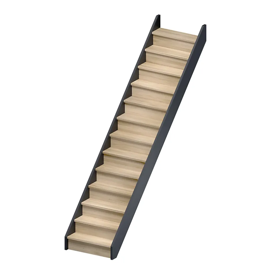 Escalier droit chêne coloris naturel 13 marches avec contremarches Liverpool-Sogem Outlet