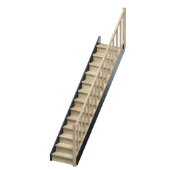 Escalier droit chêne coloris naturel 13 marches avec contremarches Liverpool avec rampe-Sogem