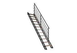 Alumin'home Escalier droit Valencia noir en hêtre 12 marches