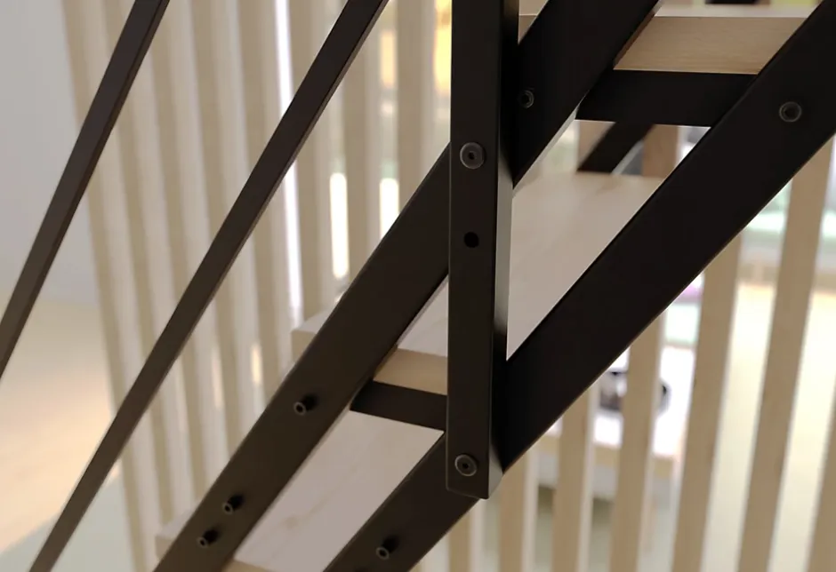 Alumin'home Escalier droit Valencia noir en hêtre 12 marches