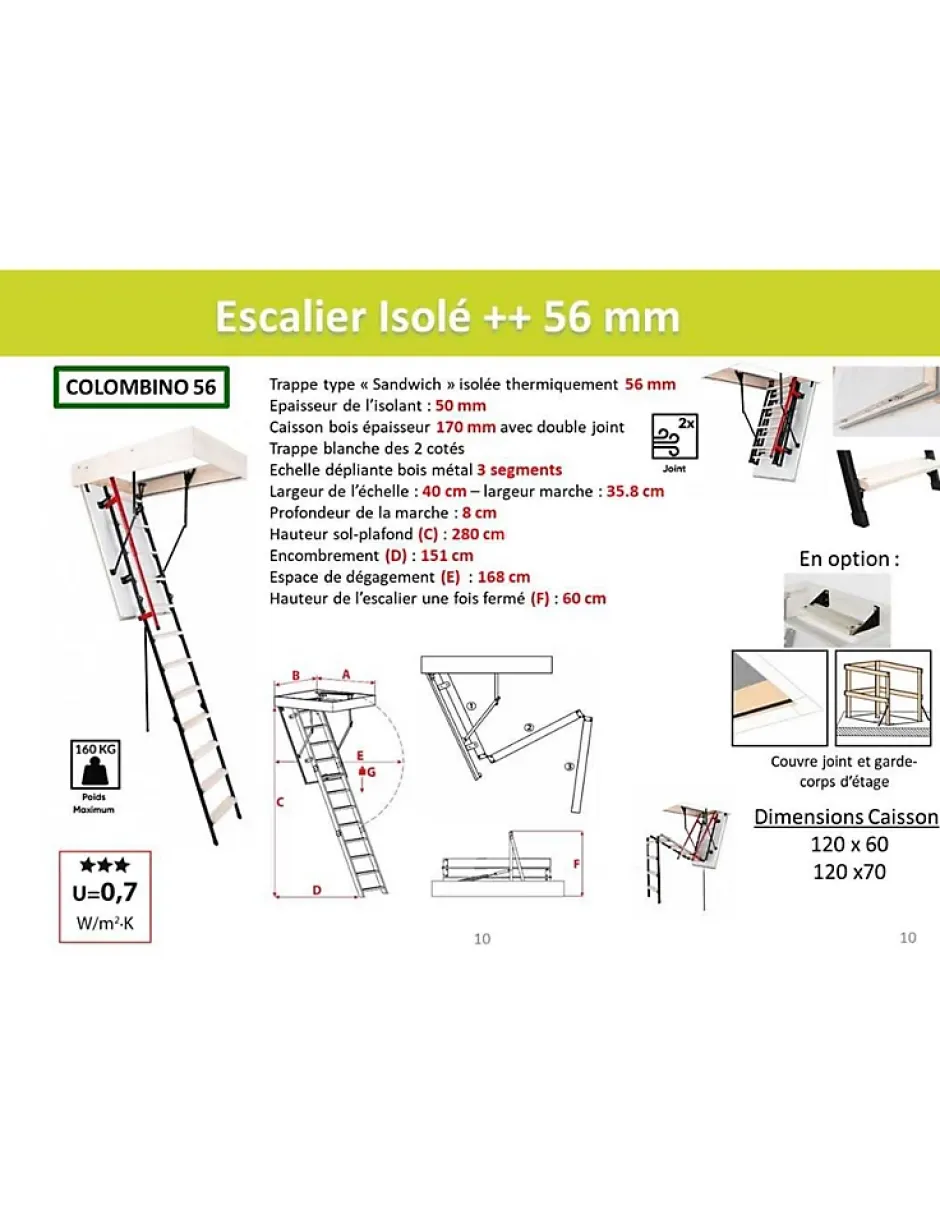 Escalier Escamotable Bois Et Métal Trappe Isolée 56 Mm Caisson 120 X 70 Cm-Woodup Outlet