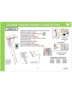 Woodup Escalier Escamotable Grande Hauteur Isolé 26 Mm H 330 Cm Caisson 120 X 60 Cm
