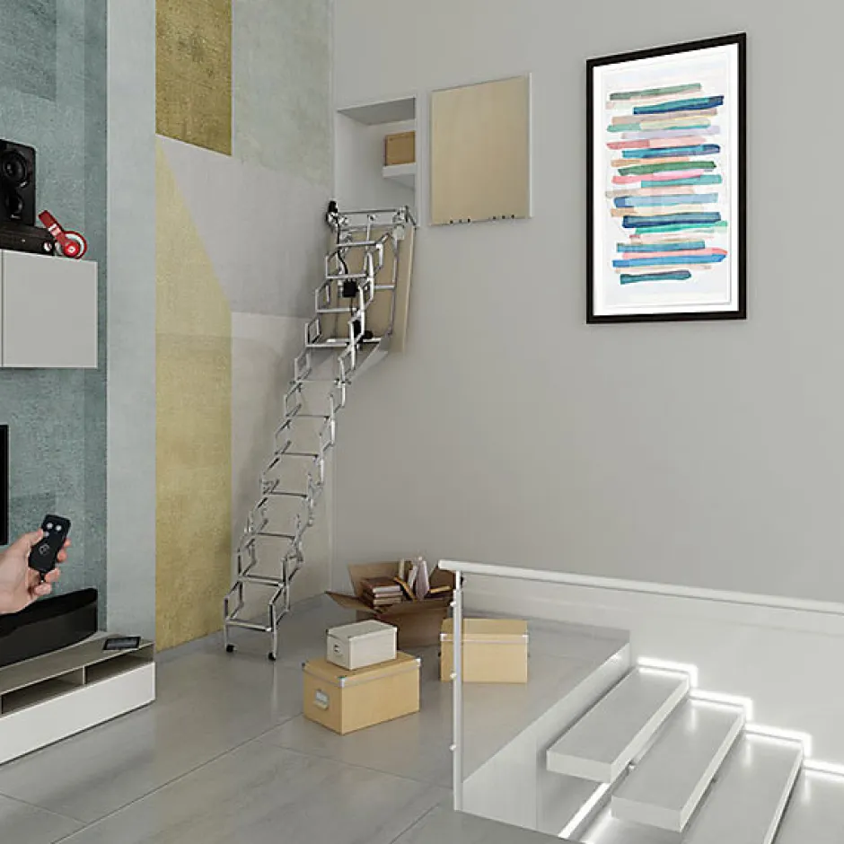 Escalier escamotable mural électrique - Trappe : 80x100cm - Hauteur sol à sol 2,30 à 2,49m - FGM/80/100-249-Matisere Sale