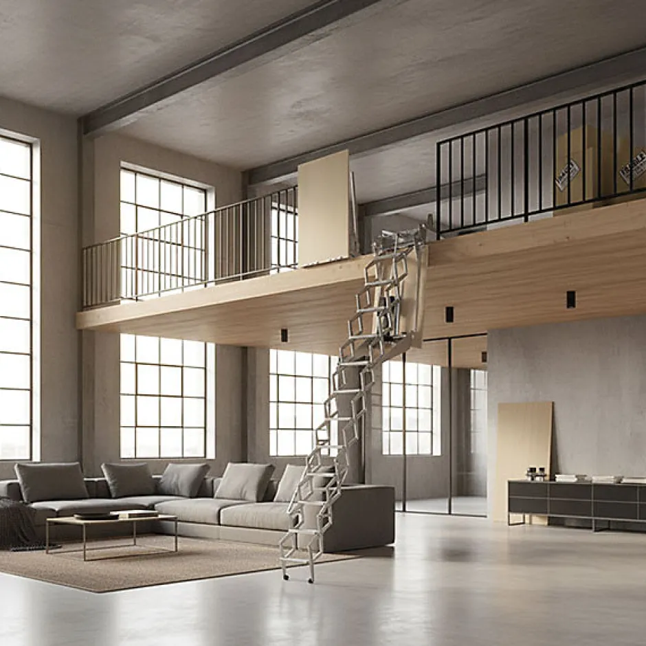 Escalier escamotable mural électrique - Trappe : 80x100cm - Hauteur sol à sol 2,30 à 2,49m - FGM/80/100-249-Matisere Sale