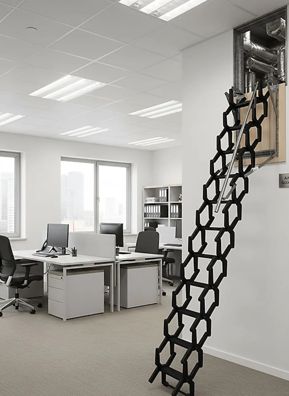 Matisere Escalier escamotable mural en métal - Trémie de 60x120cm - Hauteur de 2.25 à 3.25m - ADJM/60/120