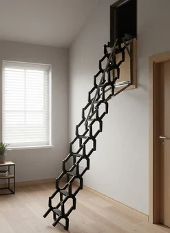 Matisere Escalier escamotable mural en métal - Trémie de 70x80cm - Hauteur de 2.25 à 3.25m - ADJM/70/080