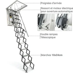 Escalier Grenier Electrique - Trappe 60x100cm - Hauteur 3.06 à 3.25m - ACI-THE325G/100X60-Matisere Online