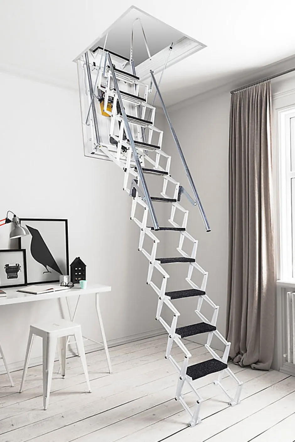 Matisere Escalier Grenier Electrique - Trappe 70x130cm - Hauteur 2.76 à 3.05m - ACI-THE300B/130X70