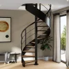 Escalier hélicoïdal hêtre et acier noir 13 marches Carilo tournant droit-Fortia Hot