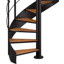 Escalier hélicoïdal hêtre et acier noir 13 marches Carilo tournant droit-Fortia Hot