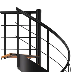 Escalier hélicoïdal hêtre et acier noir 13 marches Carilo tournant droit-Fortia Hot