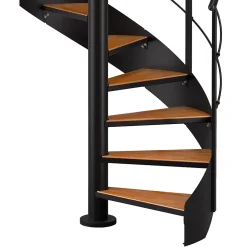 Escalier hélicoïdal hêtre et acier noir 13 marches Carilo Ø140cm tournant gauche-Fortia Sale