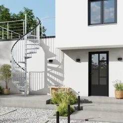 Escalier hélicoïdal acier et plastique gris 13 marches Falerna-Fortia Online