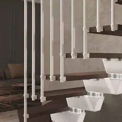 Matisere Escalier quart tournant 15 marches - Hauteur à franchir de 2.97 à 3.56m - Largeur 85cm - Limon central - Noyer et anthracite -