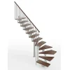 Matisere Escalier quart tournant 11 marches - Hauteur à franchir de 2.23 à 2.66m - Largeur 85cm - Limon central - Noyer et anthracite -