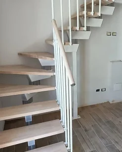 Matisere Escalier quart tournant 13 marches - Hauteur à franchir de 2.60 à 3.11m - Largeur 85cm - Limon central - Noyer et anthracite -