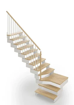 Escalier quart tournant 9 marches - Hauteur à franchir de 1.85 à 2.20m - Largeur 85 cm - Bois et blanc - Rampe verticale --Matisere Clearance