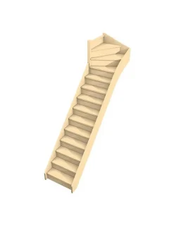 Escalier Quart Tournant Bavat Hetre 280 Cm Kit Recoupable Haut à Gauche Avec Contremarches H Sol Sol 280 Cm-Woodup Best