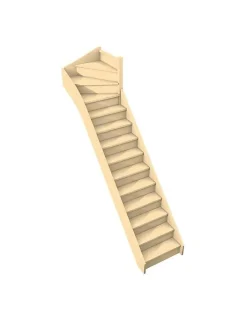Escalier Quart Tournant Bavat Hetre 280 Cm Kit Recoupable Haut à Droite Avec Contremarches H Sol Sol 280 Cm-Woodup Best