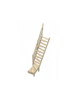Woodup Escalier quart tournant bas en sapin Kit gain de place
