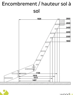 Woodup Escalier quart tournant bas en sapin Kit gain de place