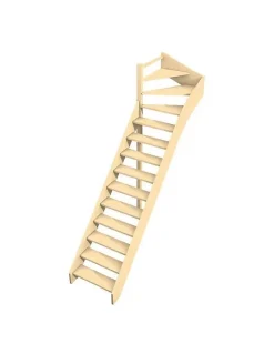 Escalier Quart Tournant Bavat Hetre 280 Cm Kit Recoupable Haut à Gauche Sans Contremarche H Sol Sol 280 Cm-Woodup Discount