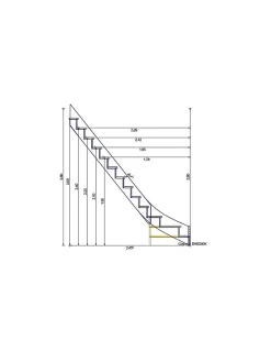 Woodup Escalier Quart Tournant Cuvillat Kit Recoupable Bas à Gauche Sans Contremarche H Sol Sol 280 Cm