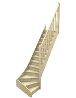 Woodup Escalier Quart Tournant Ceigne Kit Recoupable Bas à Droite Avec Contremarches H Sol Sol 280 Cm