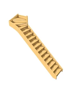 Woodup Escalier Quart Tournant Chêne Furka 288 Cm Kit Recoupable Haut à Droite Avec Contremarches Sapin H Sol Sol 288 Cm
