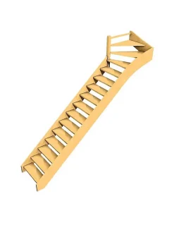 Woodup Escalier Quart Tournant Chêne Furka 288 Cm Kit Recoupable Haut à Gauche Sans Contremarche Hêtre LC H Sol Sol 288 Cm