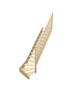Woodup Escalier Quart Tournant Ceigne Kit Recoupable Bas à Droite Sans Contremarche H Sol Sol 280 Cm