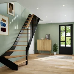 Escalier quart tournant droit chêne et aluminium noir Gagliano-Fortia Online