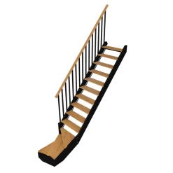 Escalier quart tournant droit chêne et aluminium noir Gagliano-Fortia Online