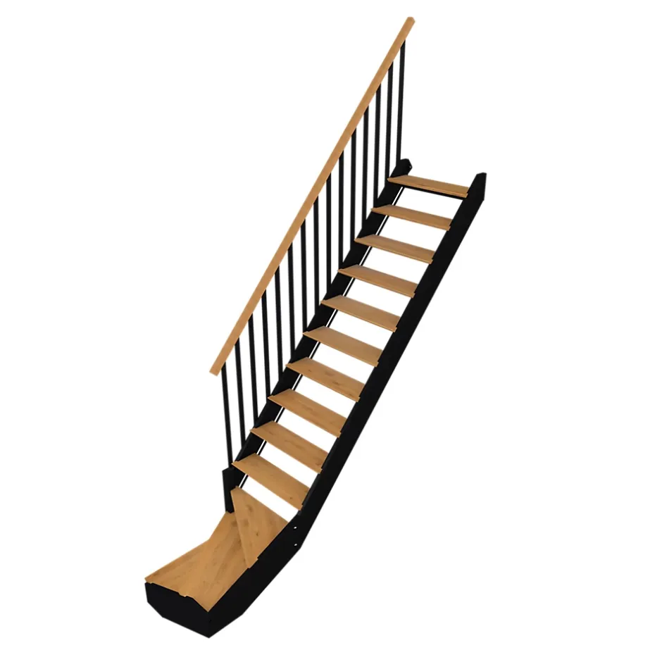 Escalier quart tournant droit chêne et aluminium noir Gagliano-Fortia Online