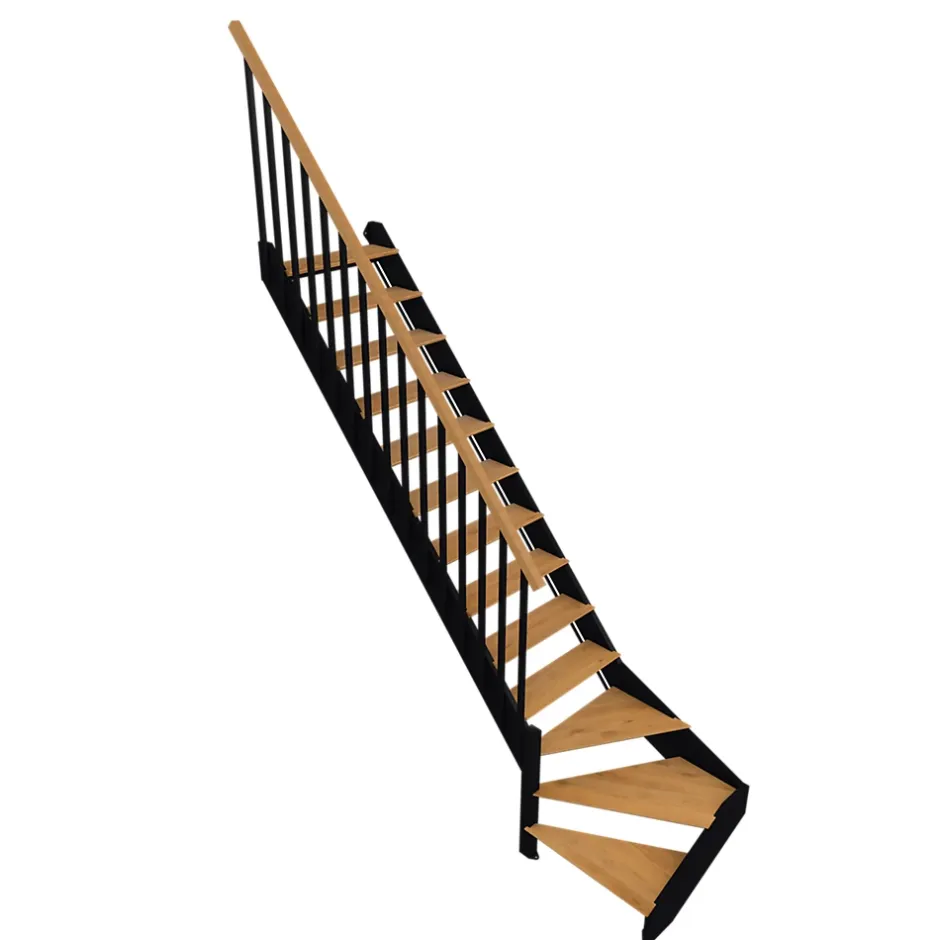 Escalier quart tournant droit chêne et aluminium noir Gagliano-Fortia Online