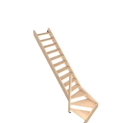 Escalier quart tournant droit hêtre coloris naturel 13 marches Siderno sans contremarches-Fortia Clearance