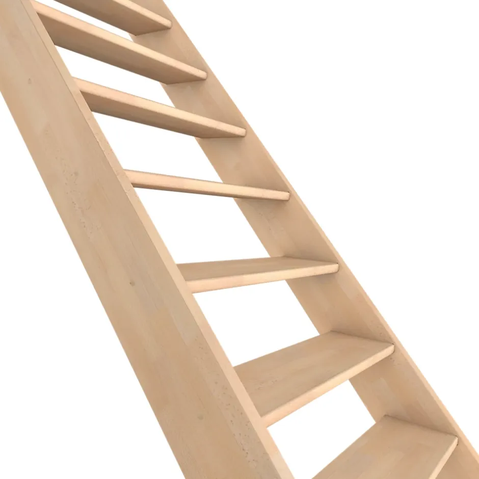 Escalier quart tournant droit hêtre coloris naturel 13 marches Siderno sans contremarches-Fortia Clearance