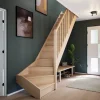 Escalier quart tournant droit hêtre coloris naturel 13 marches Siderno avec contremarches-Fortia Best