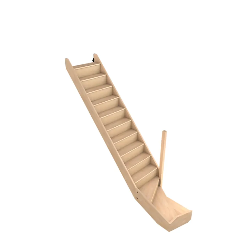 Fortia Escalier quart tournant gauche hêtre coloris naturel 13 marches Siderno avec contremarche