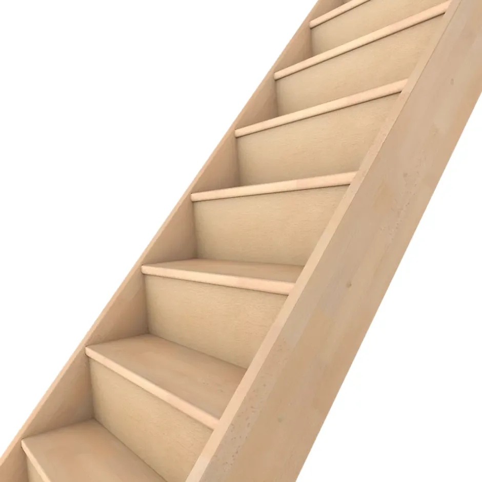 Fortia Escalier quart tournant gauche hêtre coloris naturel 13 marches Siderno avec contremarche