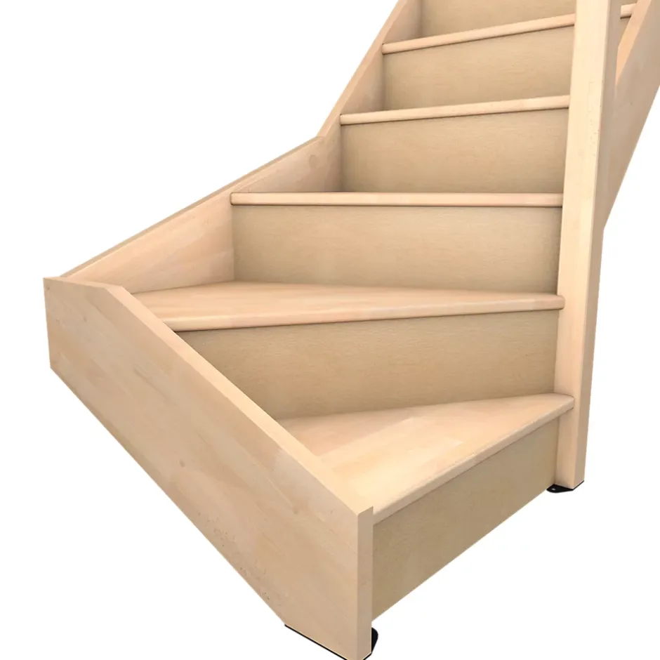 Fortia Escalier quart tournant gauche hêtre coloris naturel 13 marches Siderno avec contremarche