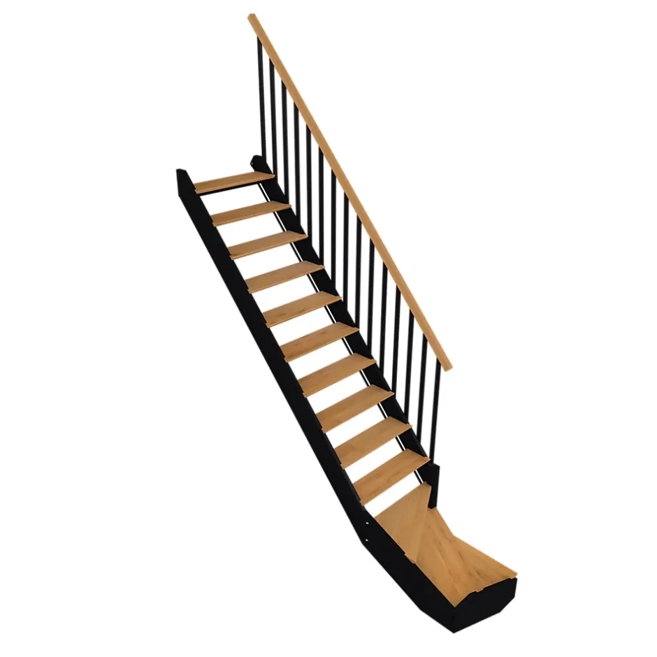 Fortia Escalier quart tournant gauche chêne et aluminium noir Gagliano