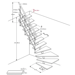 Escalier quart tournant modulaire Sogem hêtre Lyon- Online