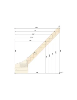 Woodup Escalier Quart Tournant Molede 280 Cm Kit Recoupable Bas à Gauche Sans Contremarche H Sol Sol 280 Cm